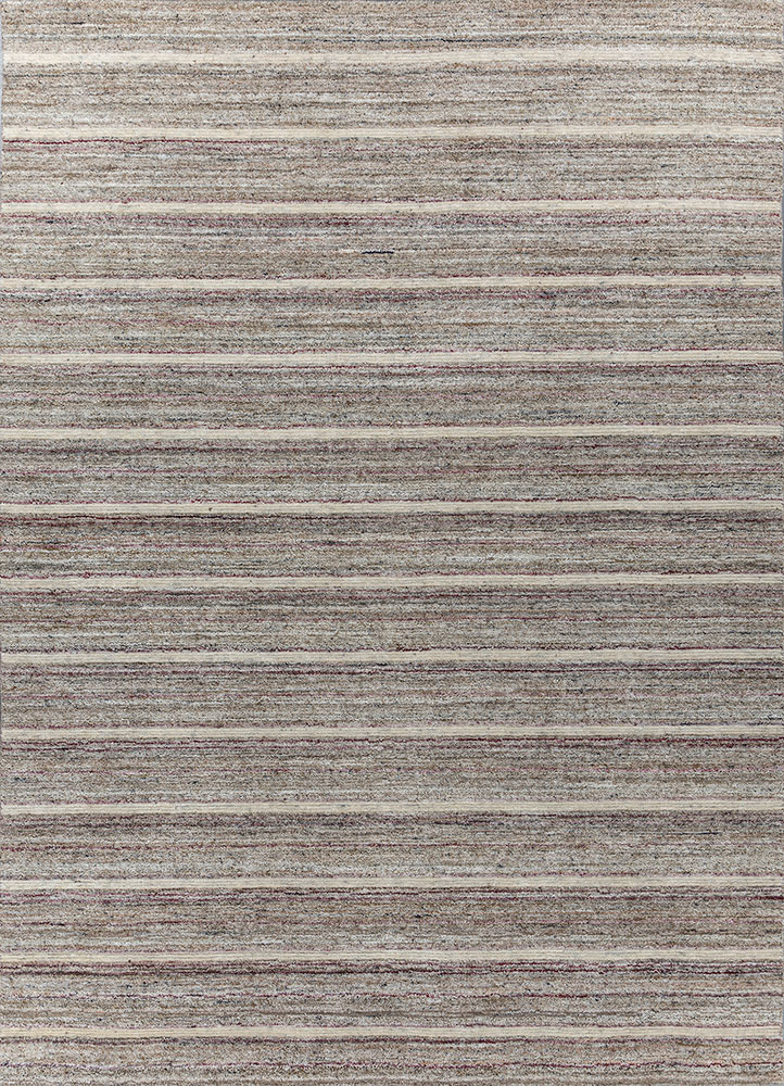 saga grey and black wool and viscose hand loom Rug - HeadShot