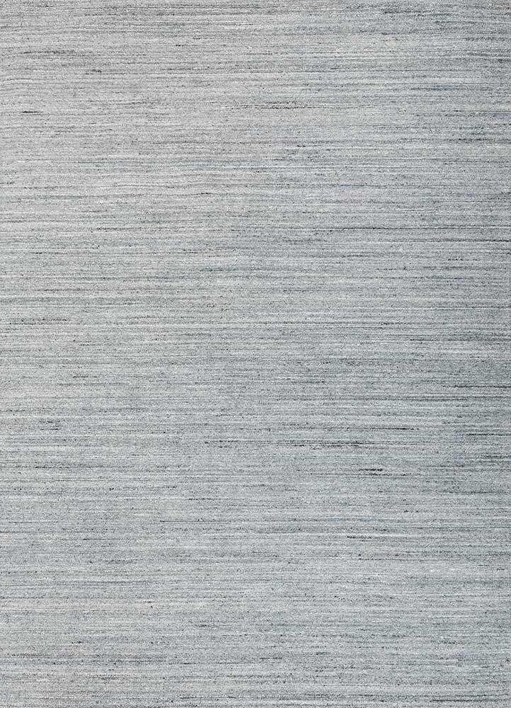 saga blue wool and viscose hand loom Rug - HeadShot