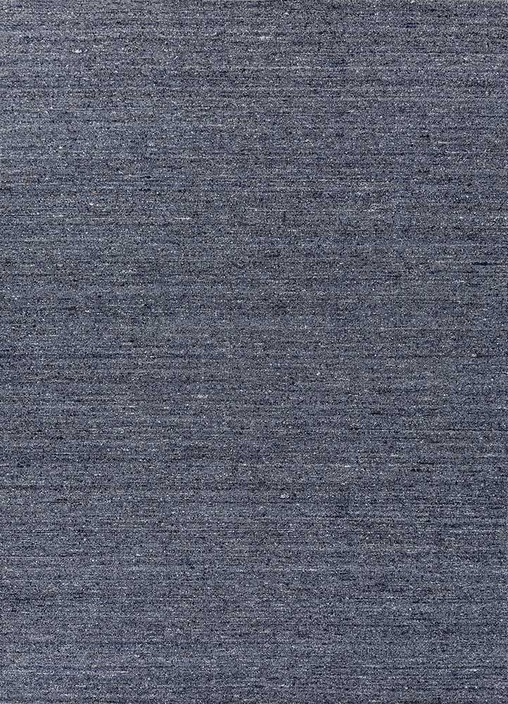 saga grey and black wool and viscose hand loom Rug - HeadShot