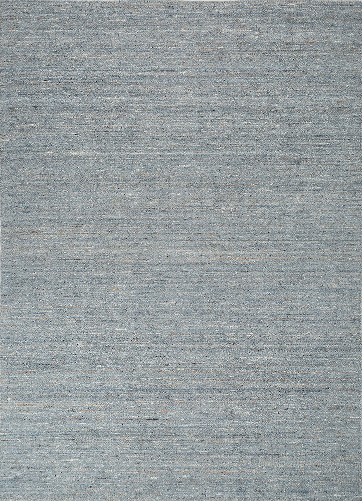 saga blue wool and viscose hand loom Rug - HeadShot