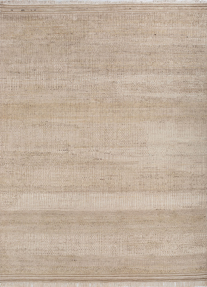 entropy ivory afghan wool hand knotted Rug - HeadShot
