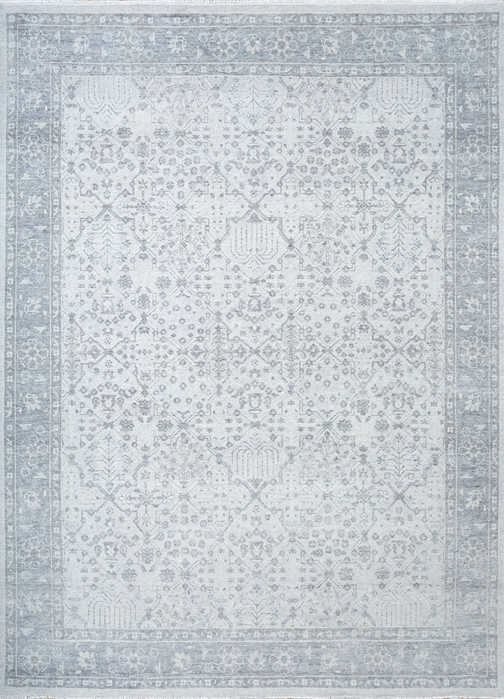 erbe grey and black wool hand knotted Rug - HeadShot