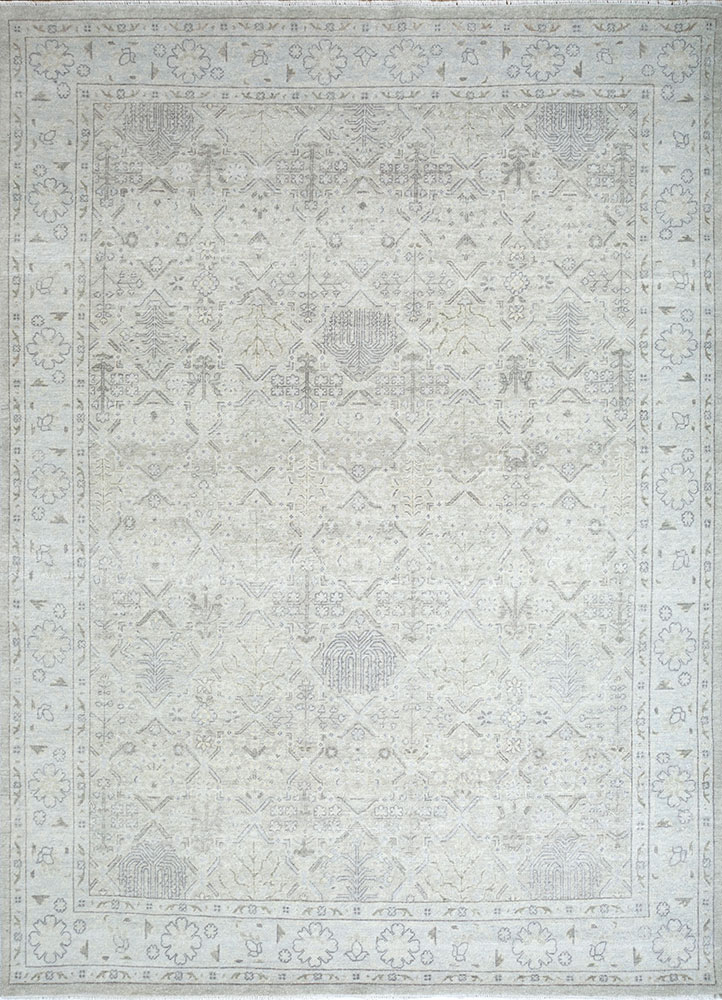 erbe grey and black wool hand knotted Rug - HeadShot