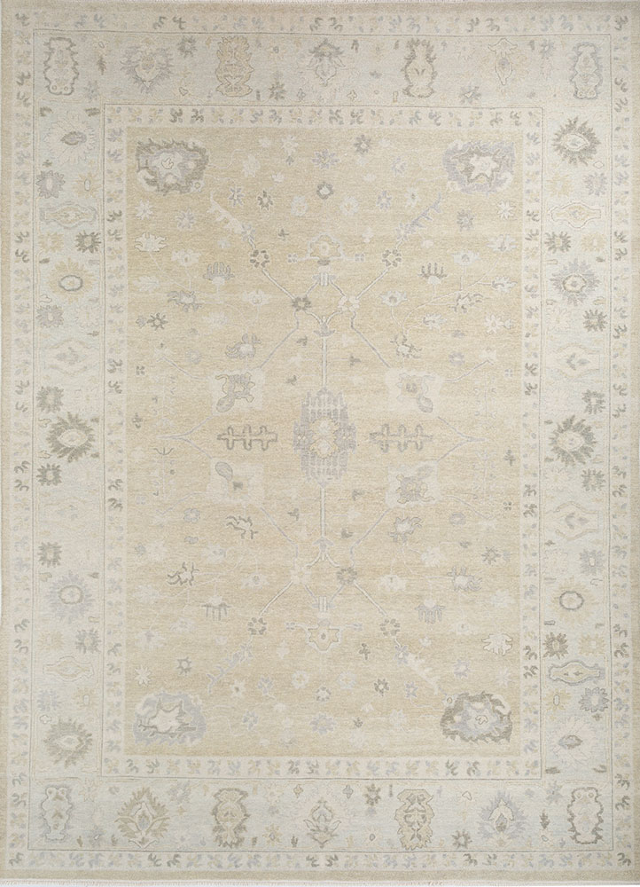 erbe beige and brown wool hand knotted Rug - HeadShot