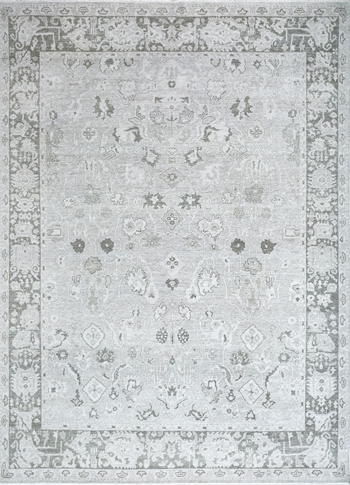 erbe grey and black wool hand knotted Rug - HeadShot