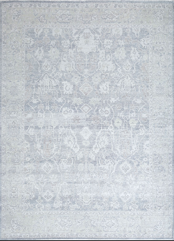erbe grey and black wool hand knotted Rug - HeadShot