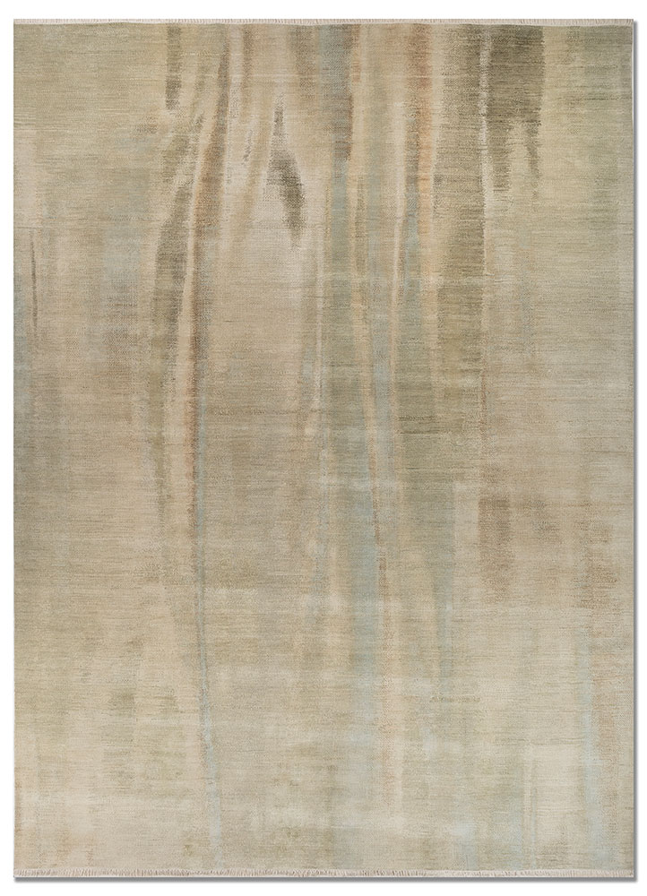 afterglow by kavi green wool and silk hand knotted Rug - HeadShot