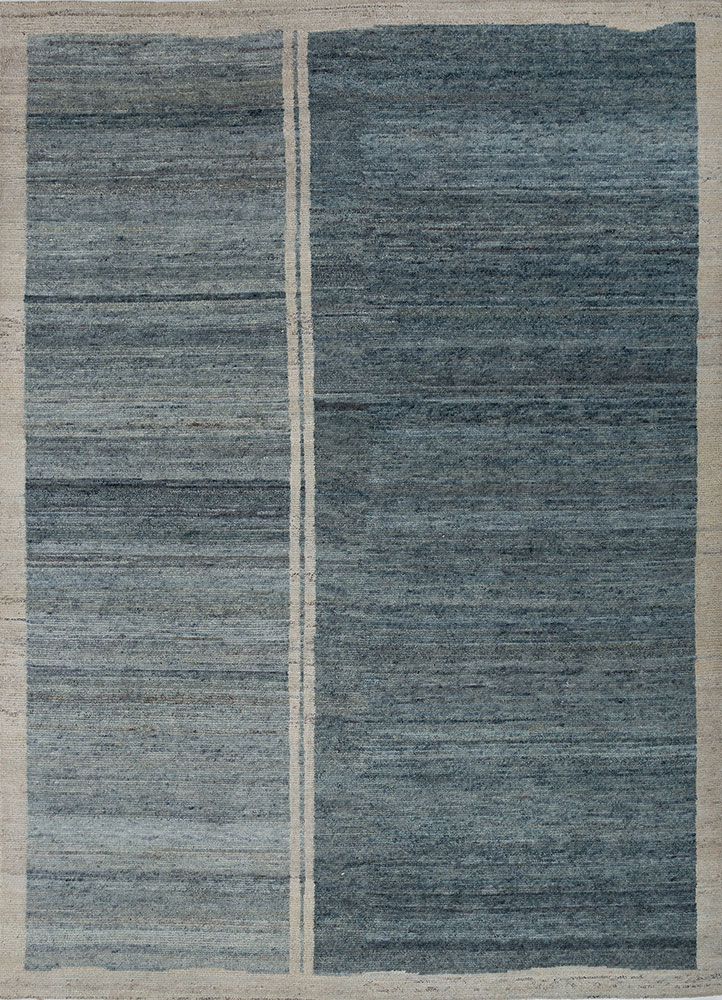 blythe blue wool hand knotted Rug - HeadShot