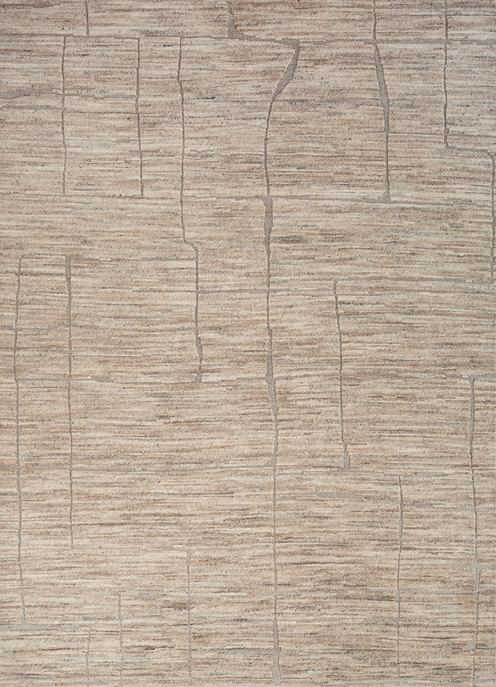 entropy beige and brown wool hand knotted Rug - HeadShot