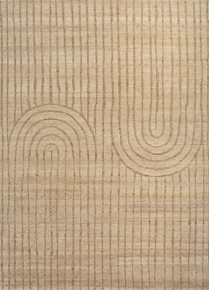 thyme gold wool hand knotted Rug - HeadShot
