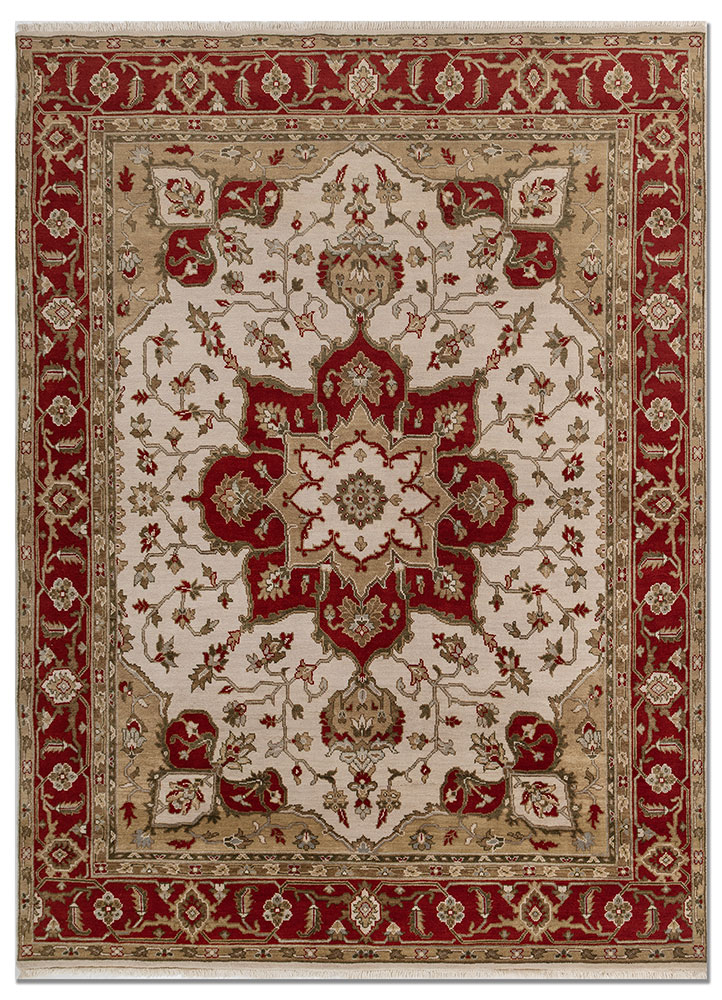 thyme ivory wool hand knotted Rug - HeadShot