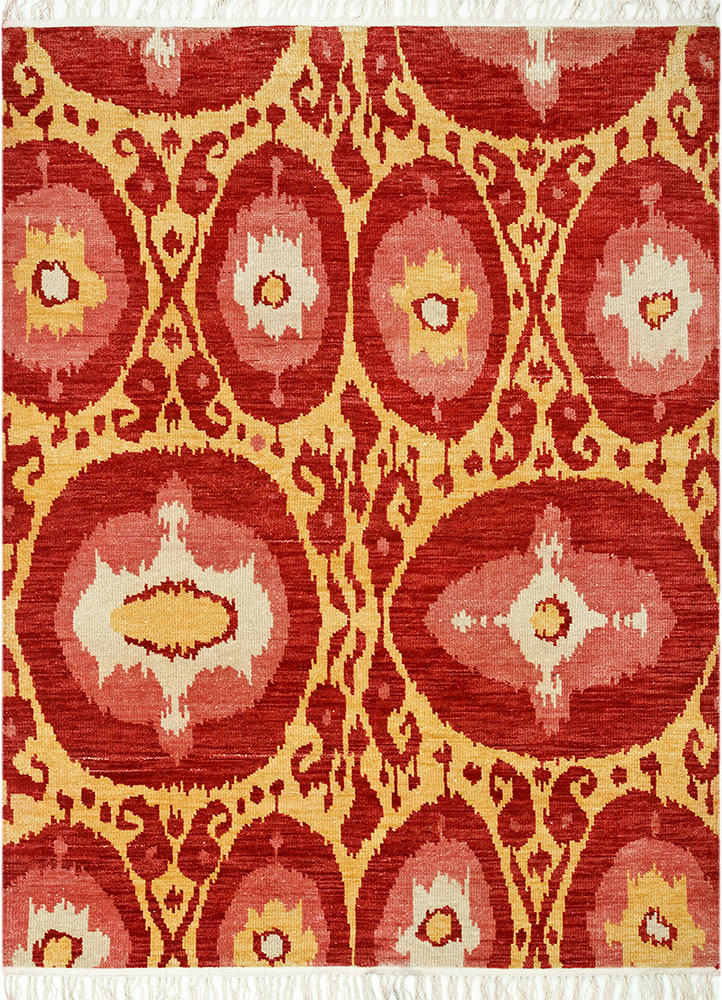 savana red and orange wool hand knotted Rug - HeadShot