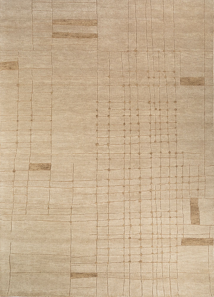 thyme ivory wool hand knotted Rug - HeadShot