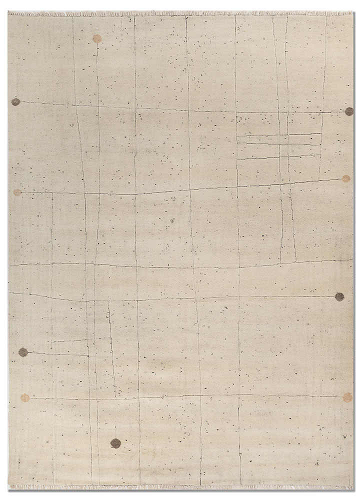 zuri ivory wool hand knotted Rug - HeadShot