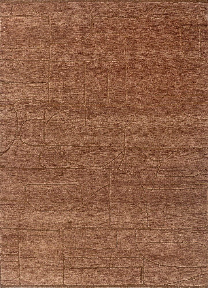 zuri red and orange wool hand knotted Rug - HeadShot