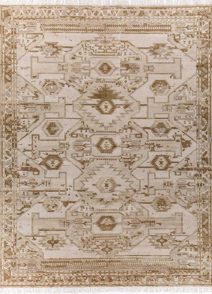 thyme ivory wool hand knotted Rug - HeadShot