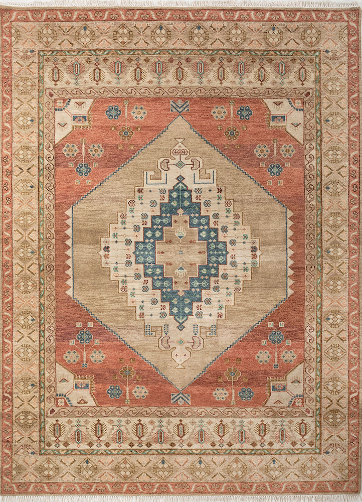 savana ivory wool hand knotted Rug - HeadShot