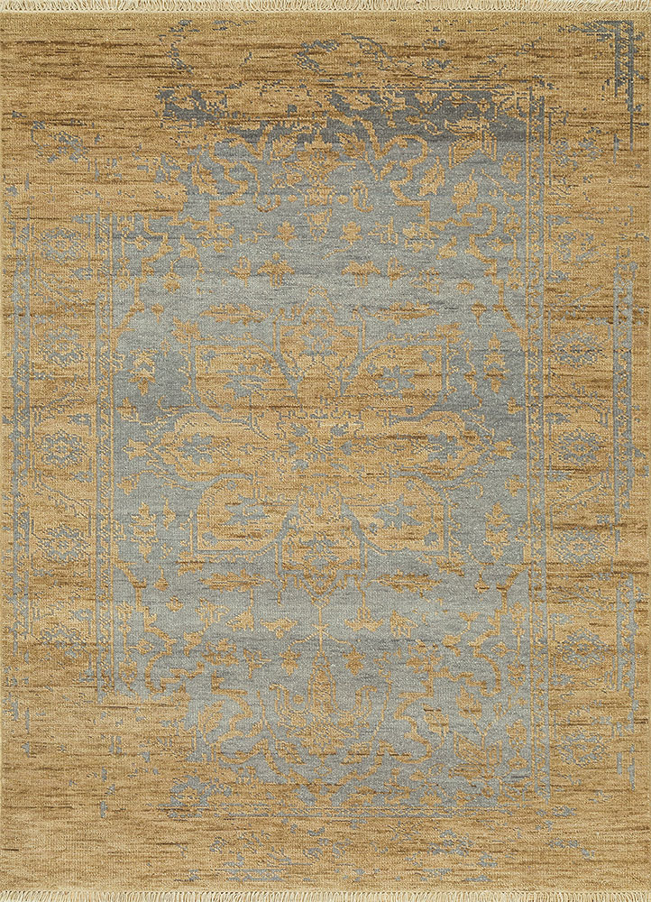 savana grey and black wool hand knotted Rug - HeadShot