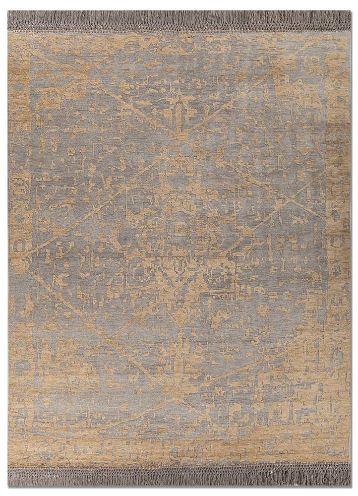 savana grey and black wool hand knotted Rug - HeadShot