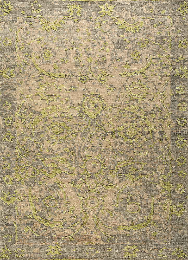 clan green wool hand knotted Rug - HeadShot