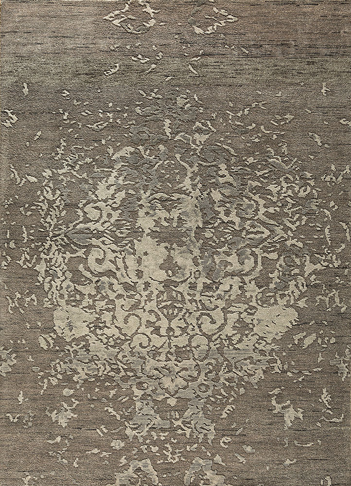 clan grey and black wool hand knotted Rug - HeadShot