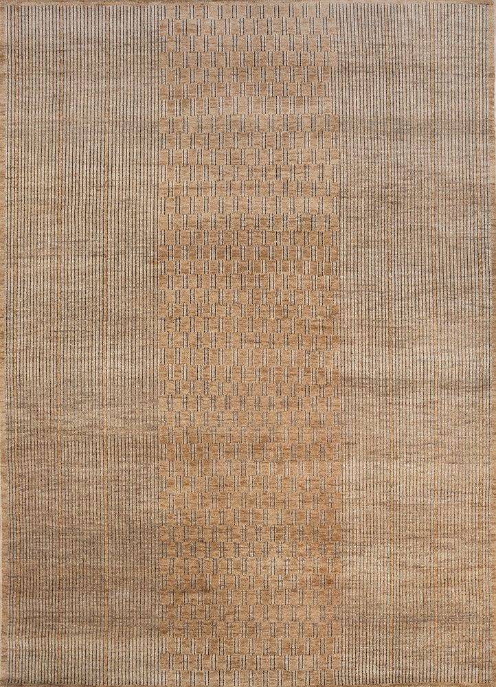 thyme beige and brown wool hand knotted Rug - HeadShot