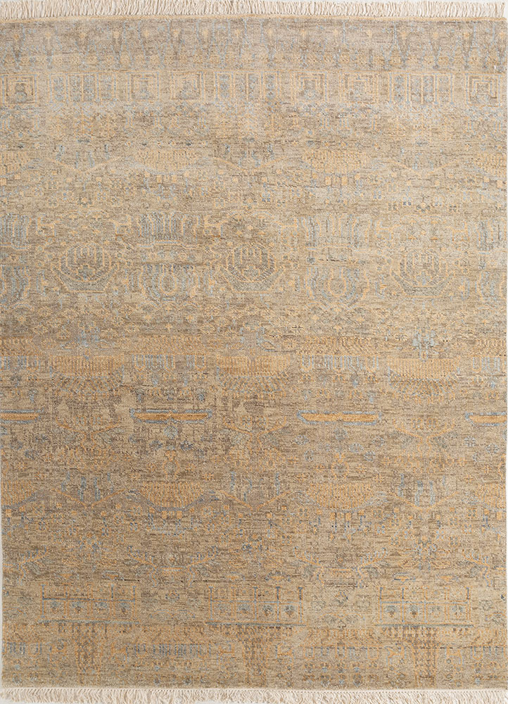 viscaya beige and brown wool hand knotted Rug - HeadShot