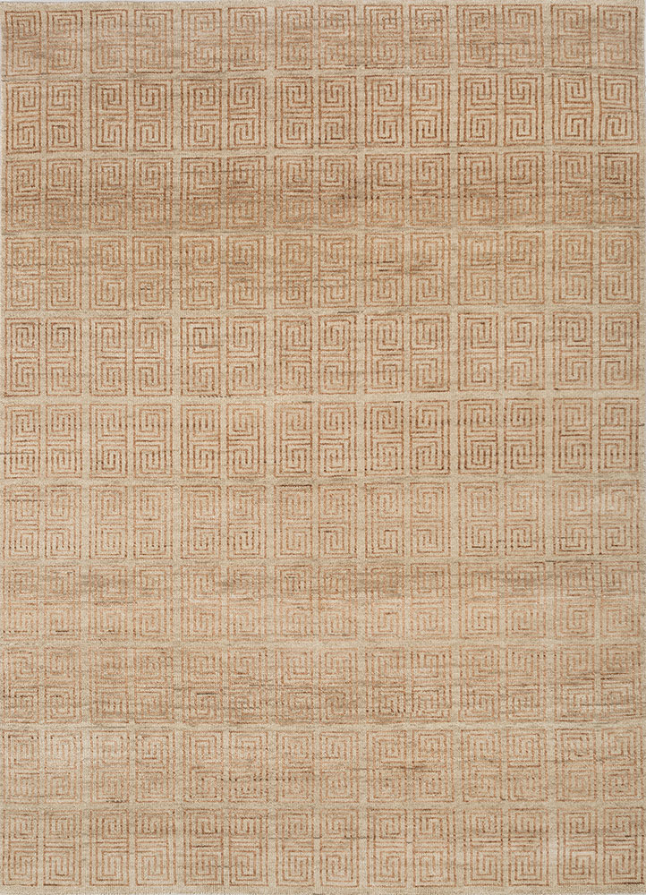 thyme gold wool hand knotted Rug - HeadShot