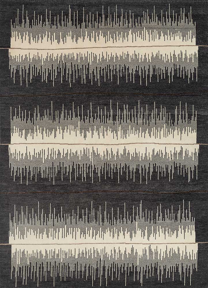 manifest grey and black wool hand knotted Rug - HeadShot