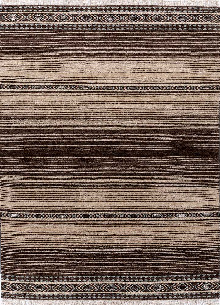 thyme beige and brown wool hand knotted Rug - HeadShot