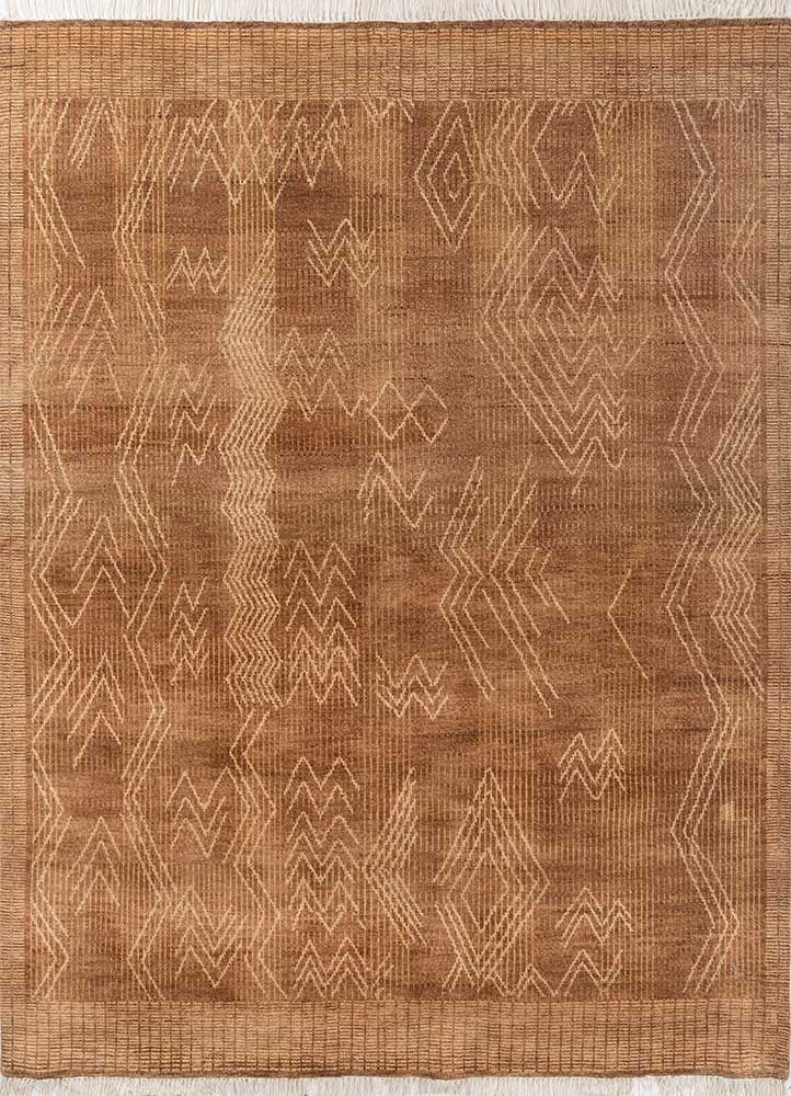 savana red and orange wool hand knotted Rug - HeadShot