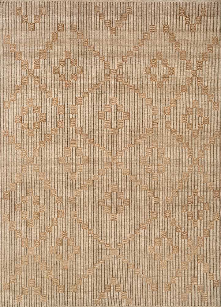 thyme gold wool hand knotted Rug - HeadShot