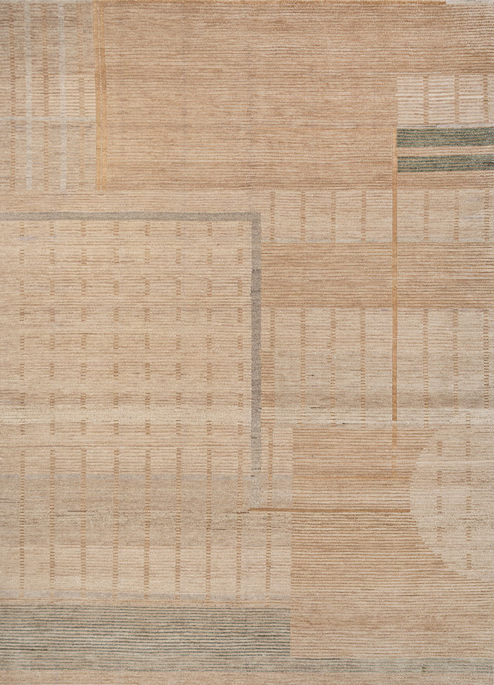 blythe beige and brown wool hand knotted Rug - HeadShot