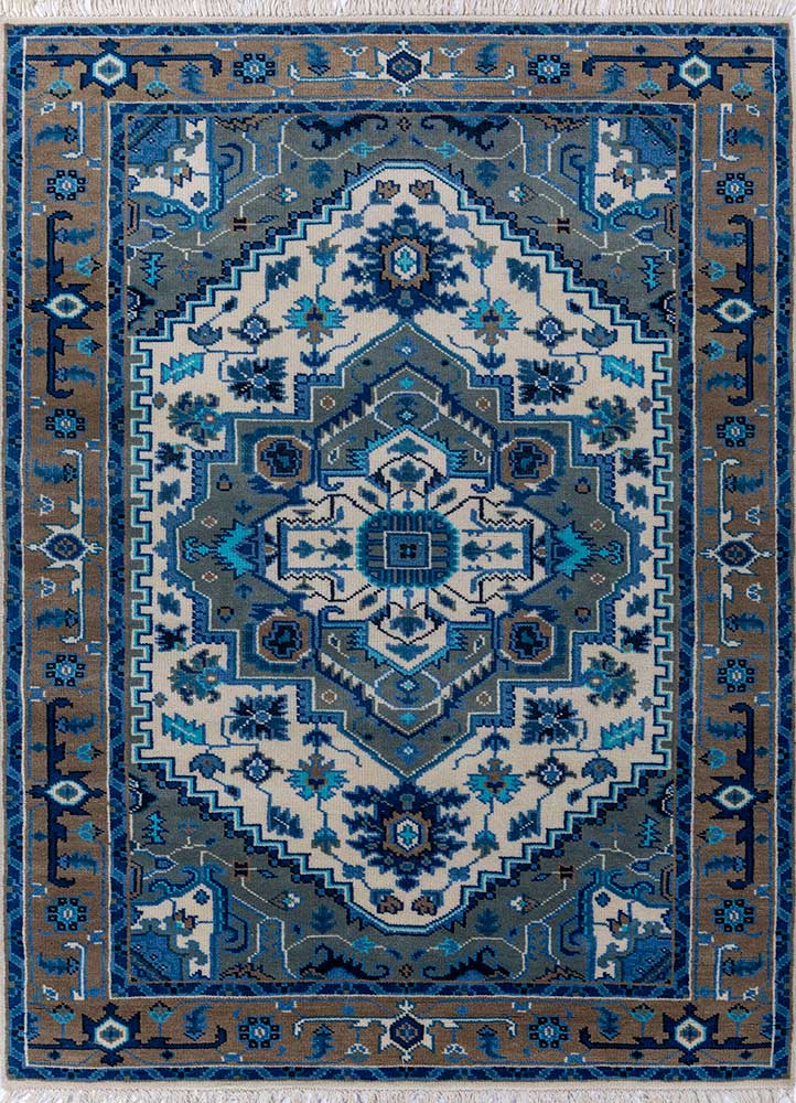savana ivory wool hand knotted Rug - HeadShot