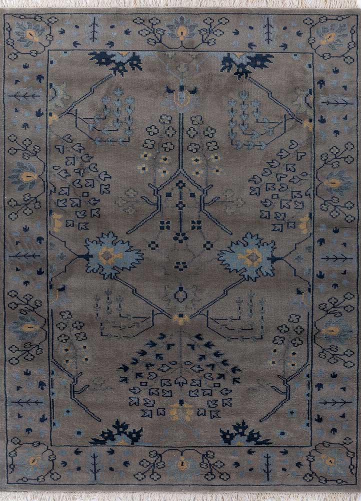 savana grey and black wool hand knotted Rug - HeadShot