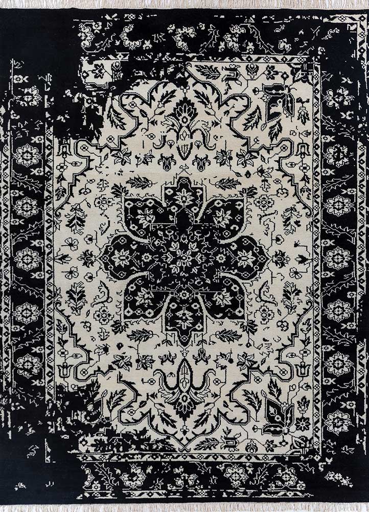 savana ivory wool hand knotted Rug - HeadShot