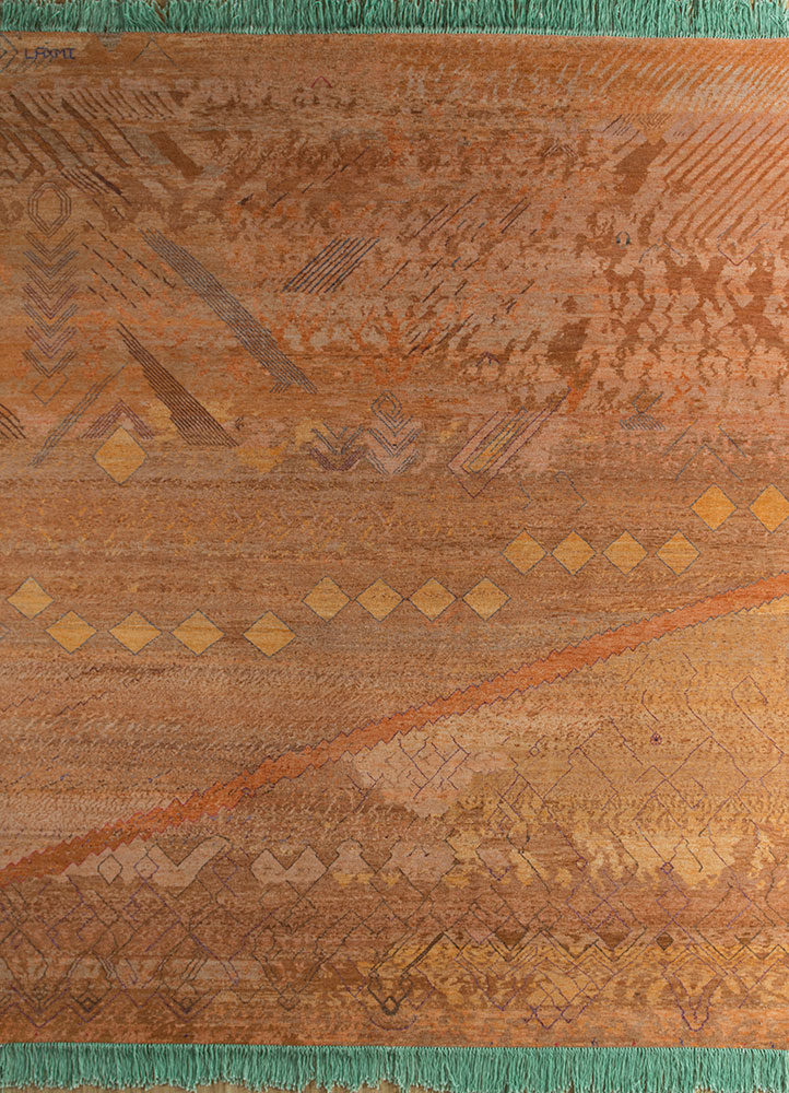 manchaha beige and brown wool hand knotted Rug - HeadShot