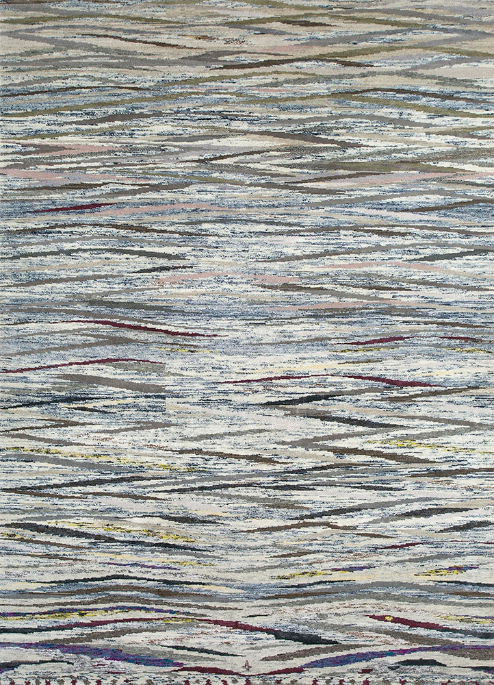 manchaha grey and black wool hand knotted Rug - HeadShot