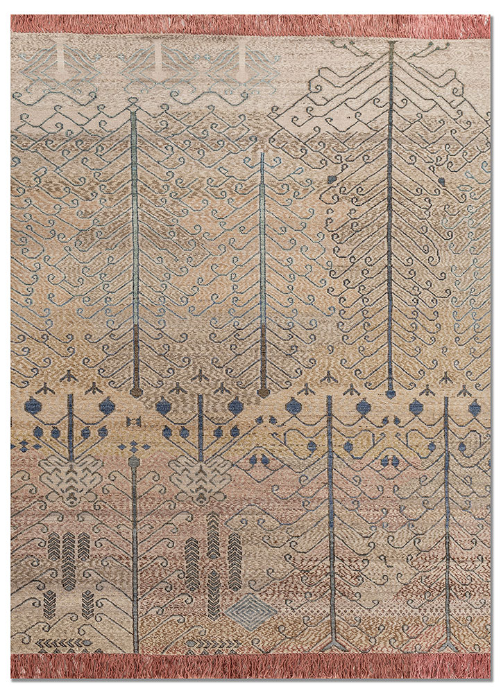 manchaha ivory wool hand knotted Rug - HeadShot