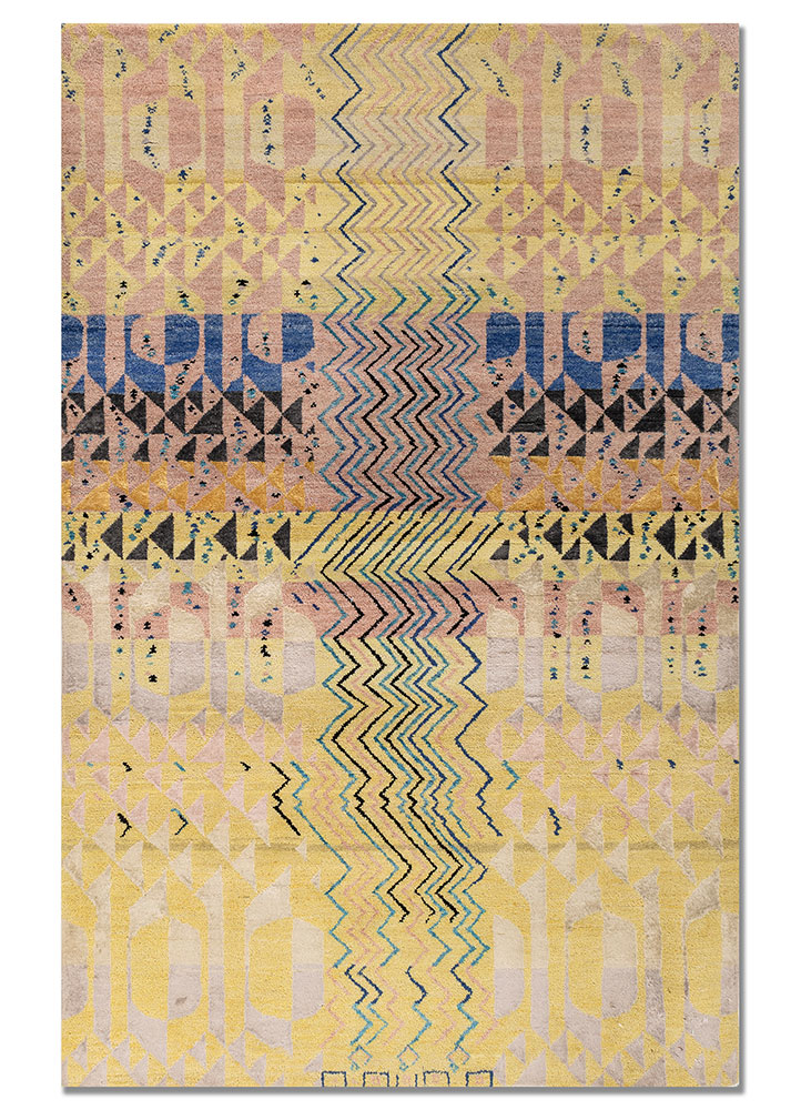 manchaha pink and purple wool and bamboo silk hand knotted Rug - HeadShot