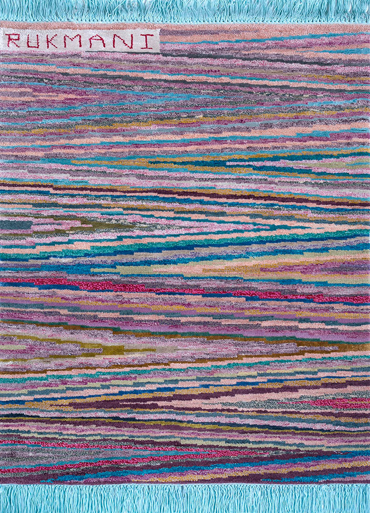 manchaha pink and purple wool and bamboo silk hand knotted Rug - HeadShot