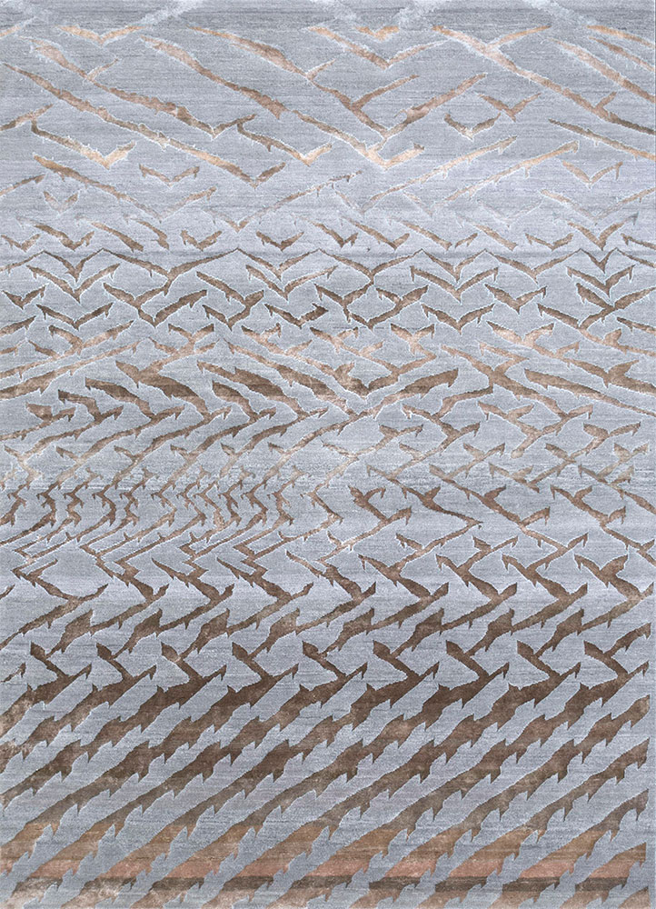 manchaha grey and black wool and bamboo silk hand knotted Rug - HeadShot