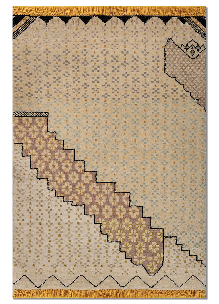 manchaha pink and purple wool and bamboo silk hand knotted Rug - HeadShot