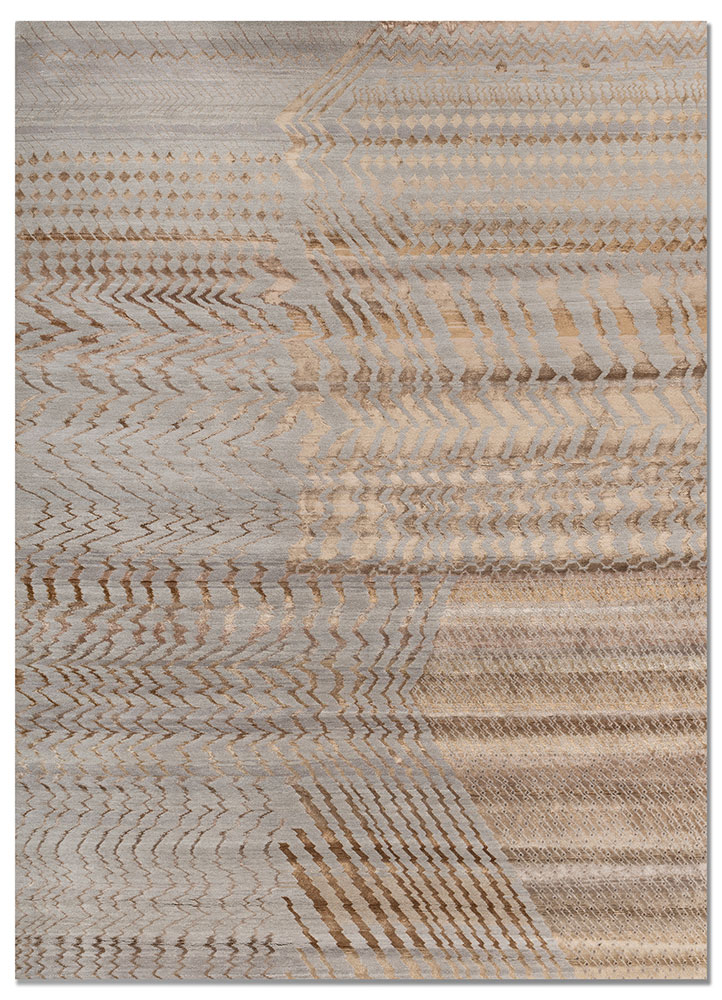 manchaha grey and black wool and bamboo silk hand knotted Rug - HeadShot