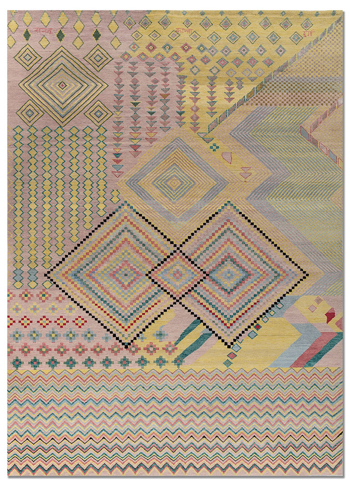 manchaha multi wool and bamboo silk hand knotted Rug - HeadShot