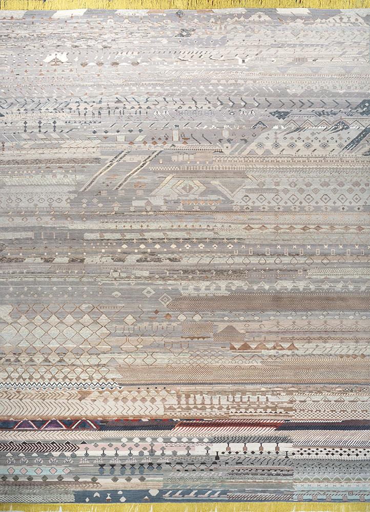 manchaha grey and black wool and bamboo silk hand knotted Rug - HeadShot