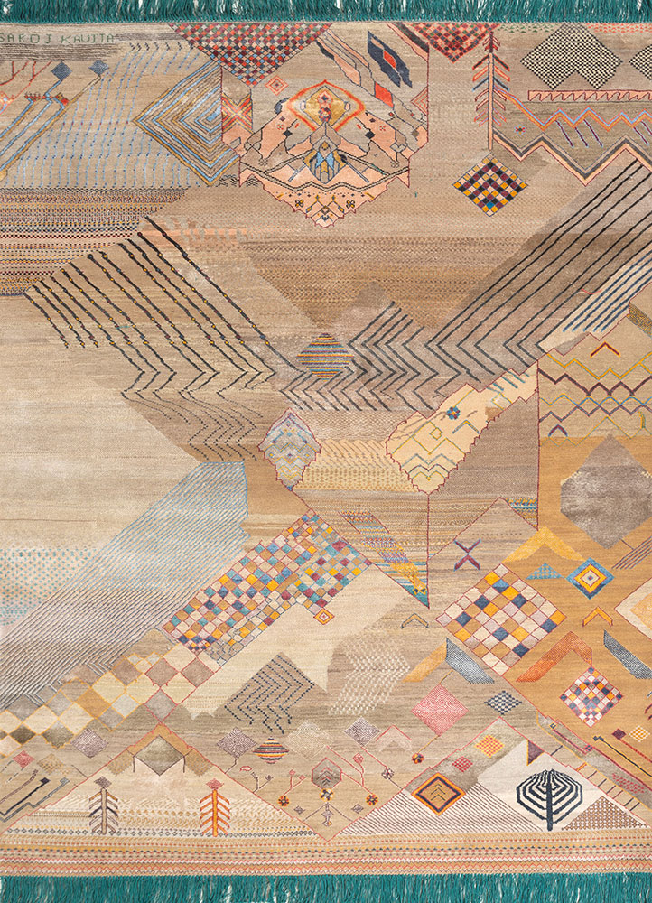manchaha grey and black wool and bamboo silk hand knotted Rug - HeadShot