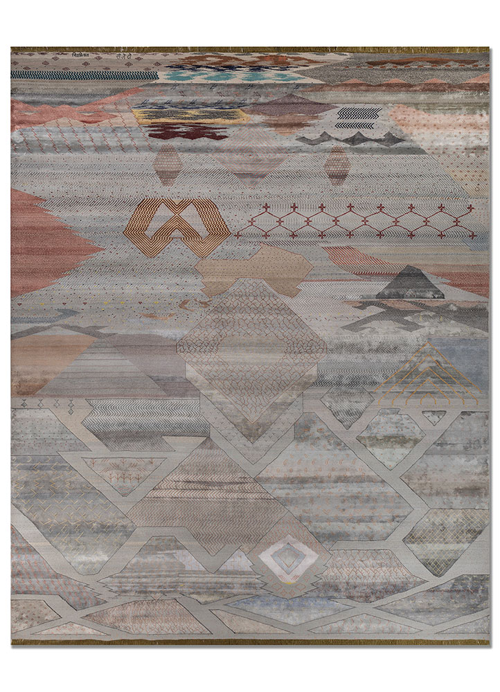 freedom manchaha blue wool and bamboo silk hand knotted Rug - HeadShot