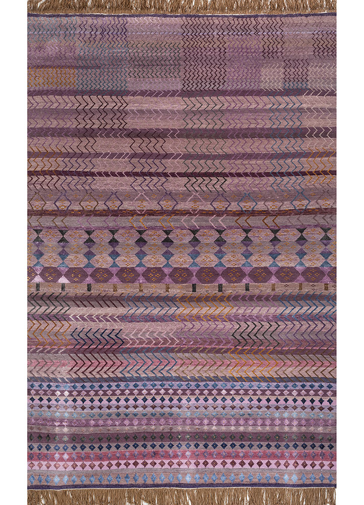 manchaha pink and purple wool and bamboo silk hand knotted Rug - HeadShot