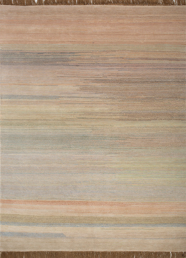 manchaha ivory wool and bamboo silk hand knotted Rug - HeadShot